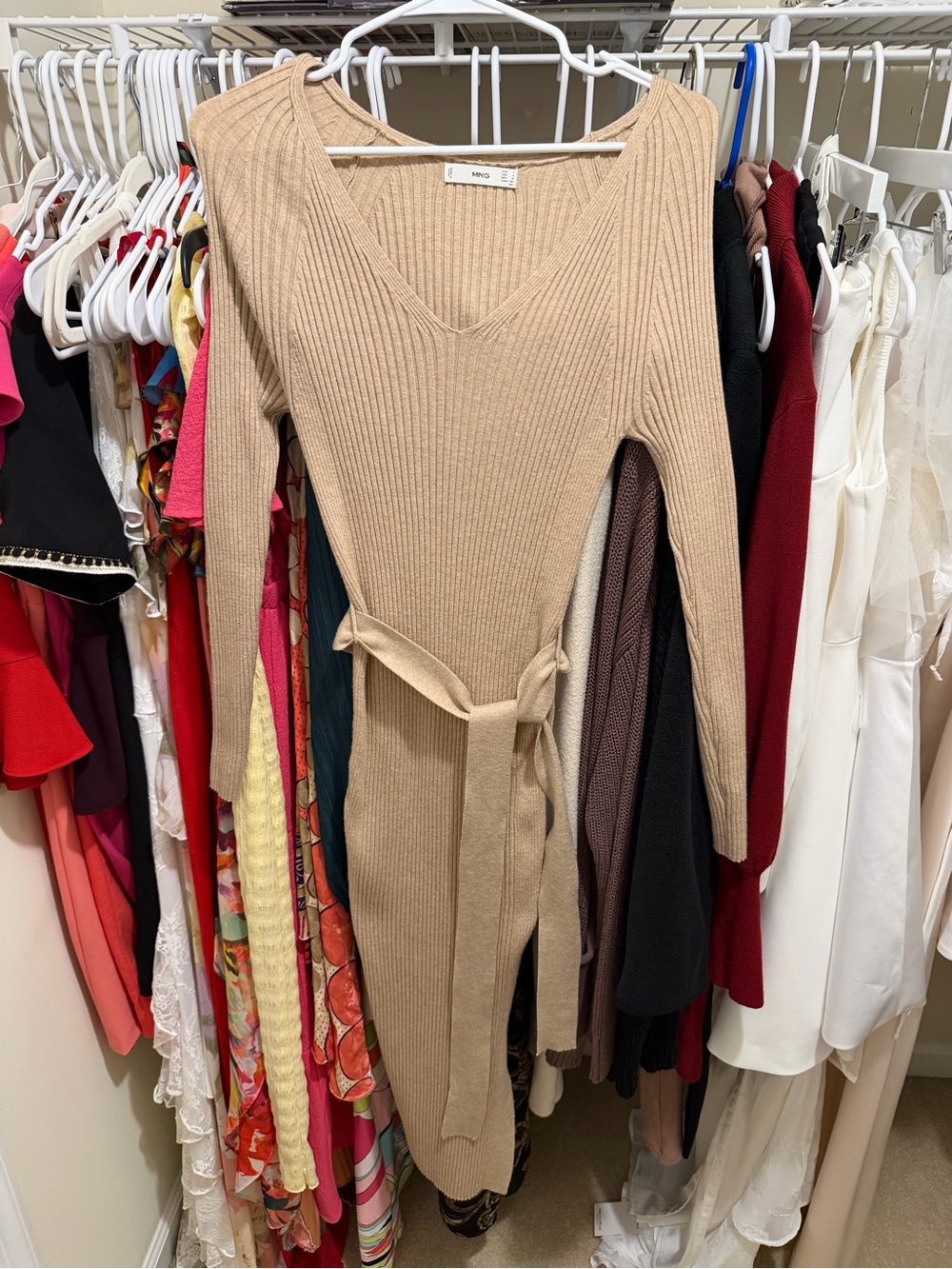 MNG by Mango Stretchy Ribbed Knit Sweater Dress – Size 8 (Large)
